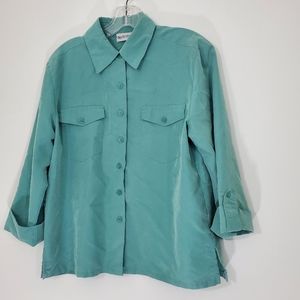 Apparenza Green Blouse with Pockets, Size Medium